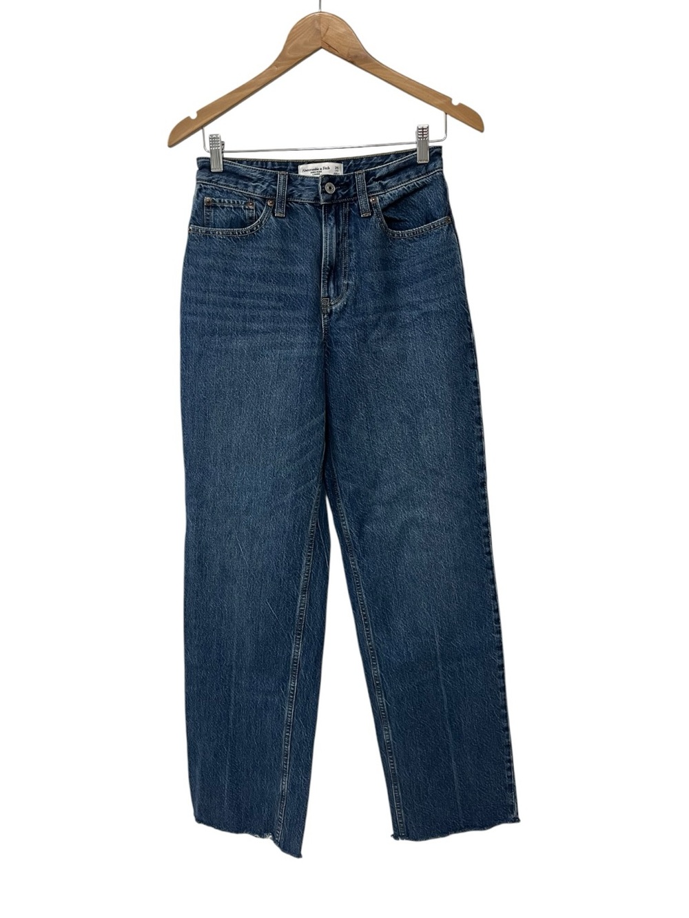Abercrombie & Fitch High Rise Loose Jean Raw Hem 25